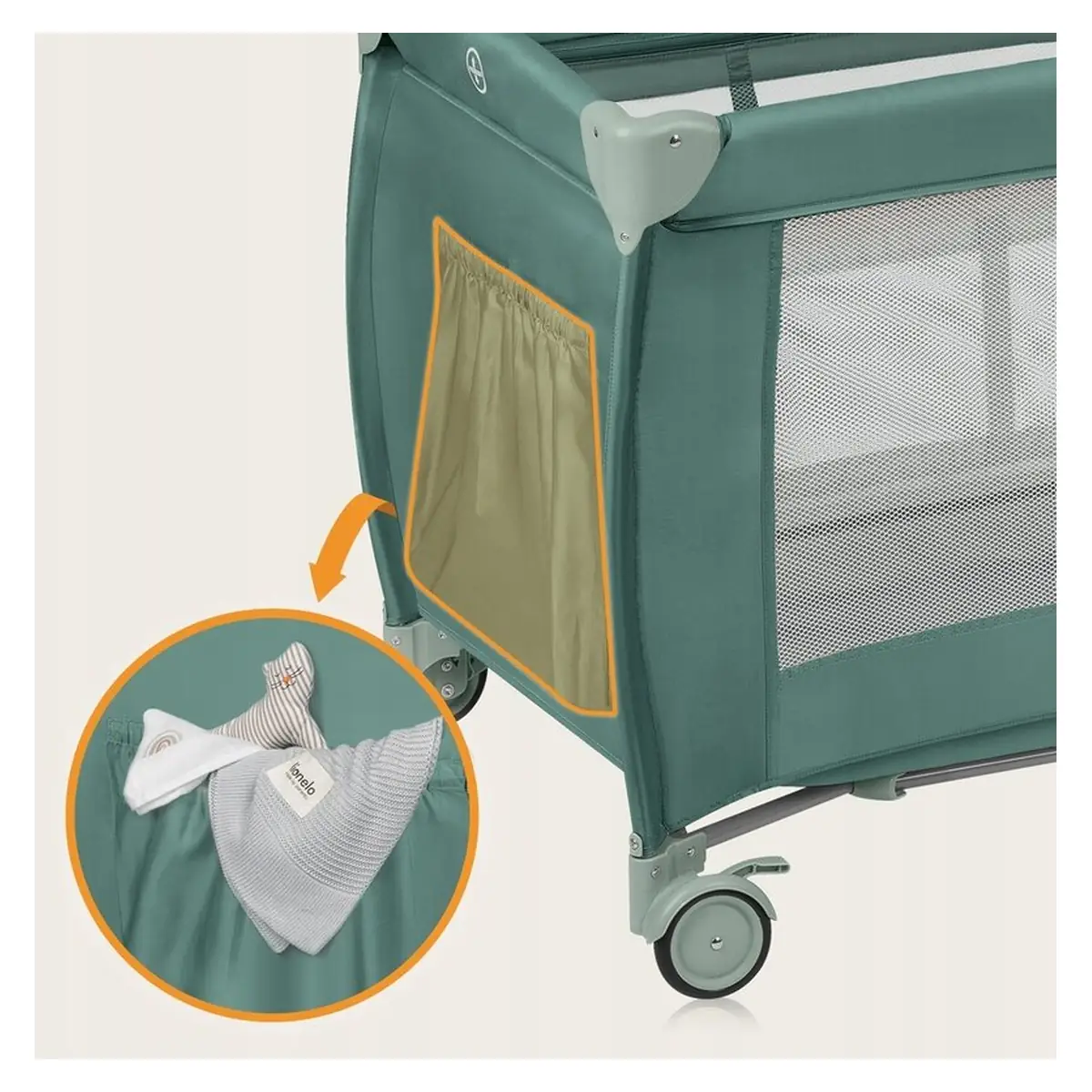 Patut pliant, Lionelo, Stefi Plus, Cu doua nivele, 120 x 60 cm, Roz [18]