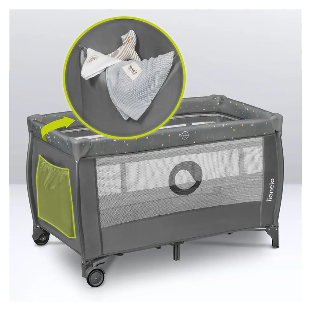 Patut pliant, Lionelo, Stefi Plus, Cu doua nivele, 120 x 60 cm, Roz [21]