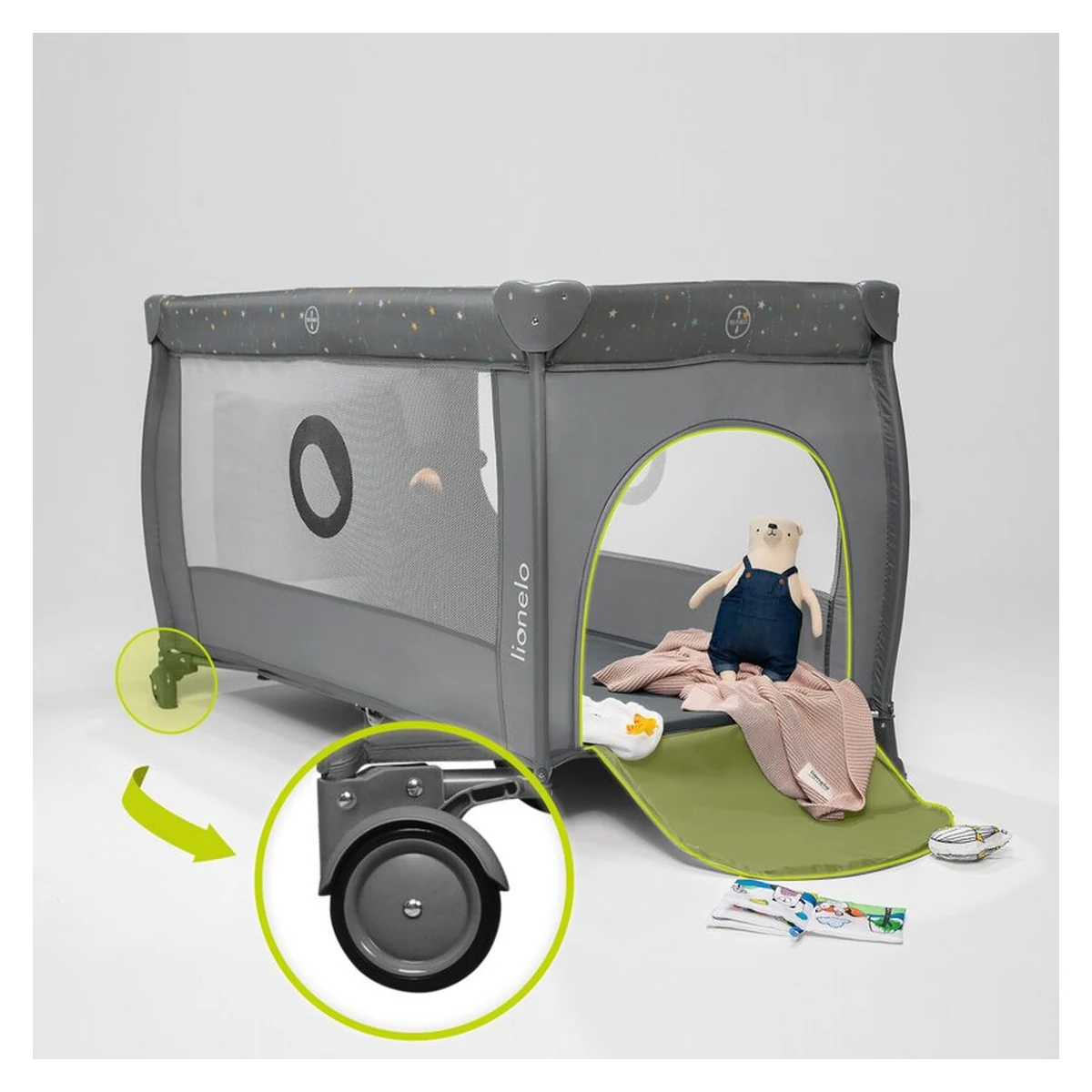 Patut pliant, Lionelo, Stefi Plus, Cu doua nivele, 120 x 60 cm, Roz [25]