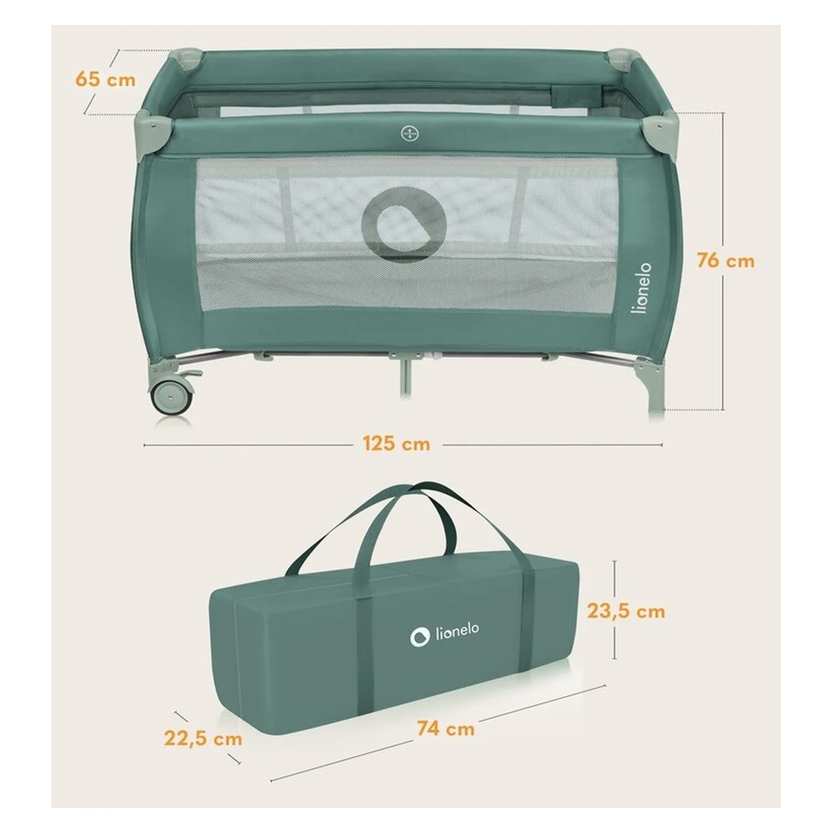 Patut pliant, Lionelo, Stefi Plus, Cu doua nivele, 120 x 60 cm, Roz [13]
