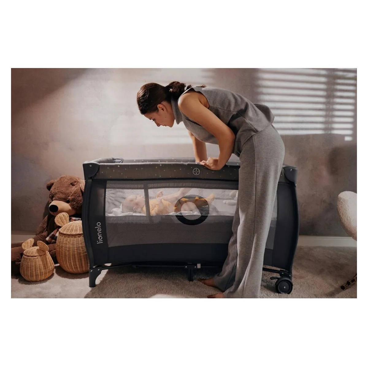 Patut pliant, Lionelo, Stefi Plus, Cu doua nivele, 120 x 60 cm, Roz [32]