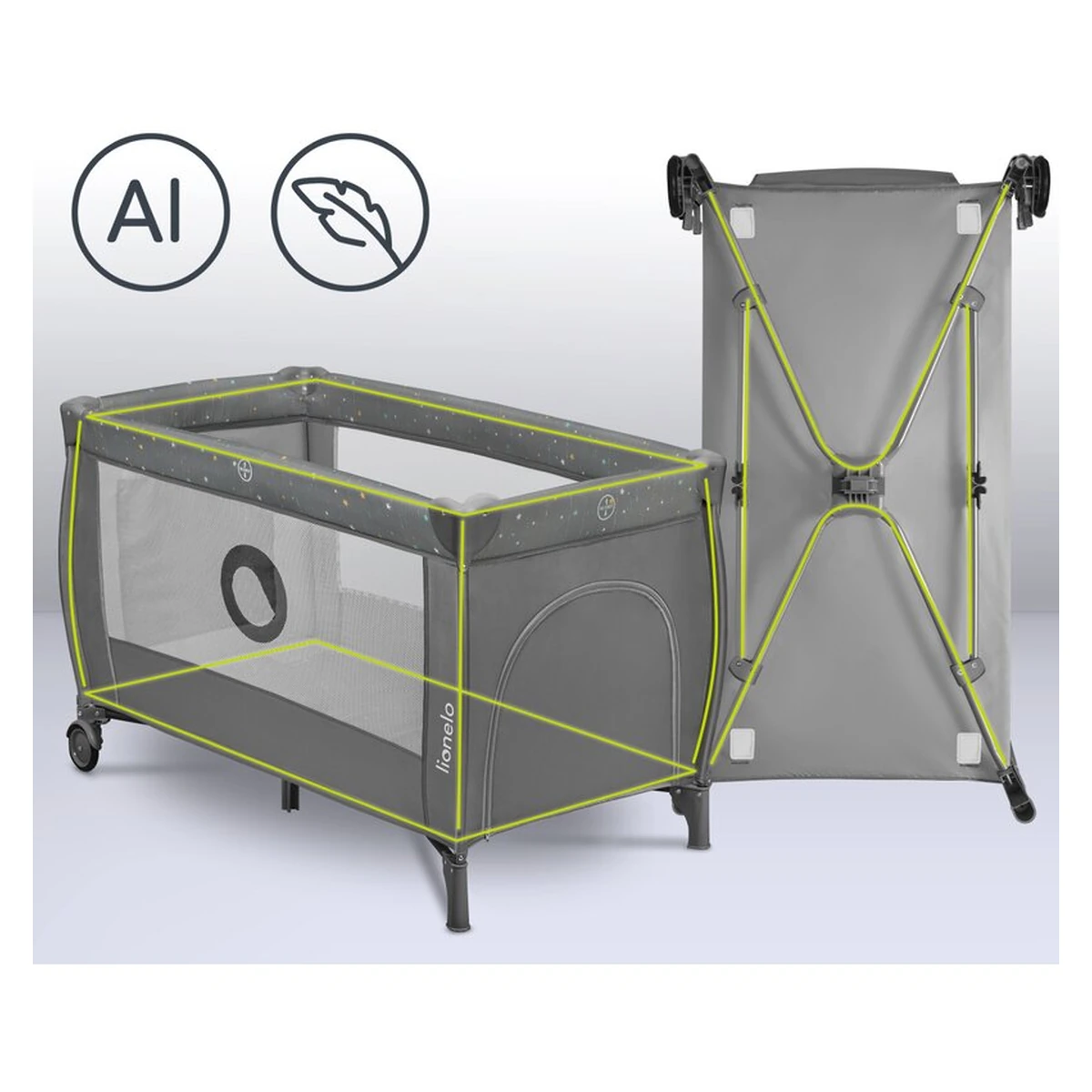 Patut pliant, Lionelo, Stefi Plus, Cu doua nivele, 120 x 60 cm, Roz [20]