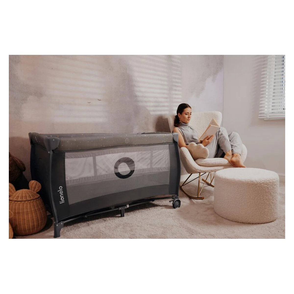 Patut pliant, Lionelo, Stefi Plus, Cu doua nivele, 120 x 60 cm, Roz [35]