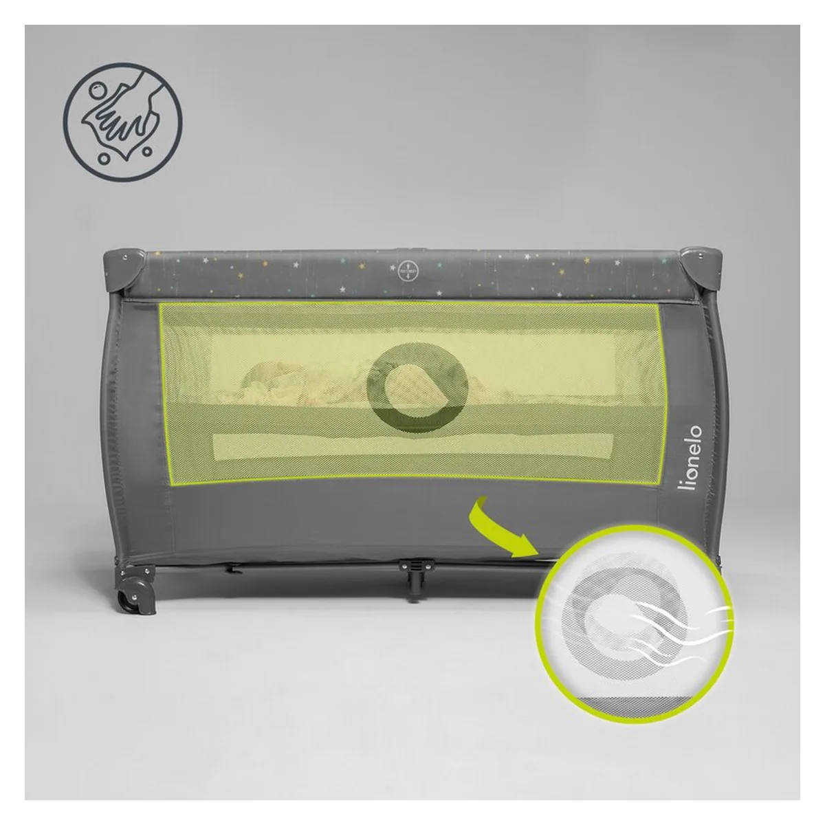 Patut pliant, Lionelo, Stefi Plus, Cu doua nivele, 120 x 60 cm, Roz [23]