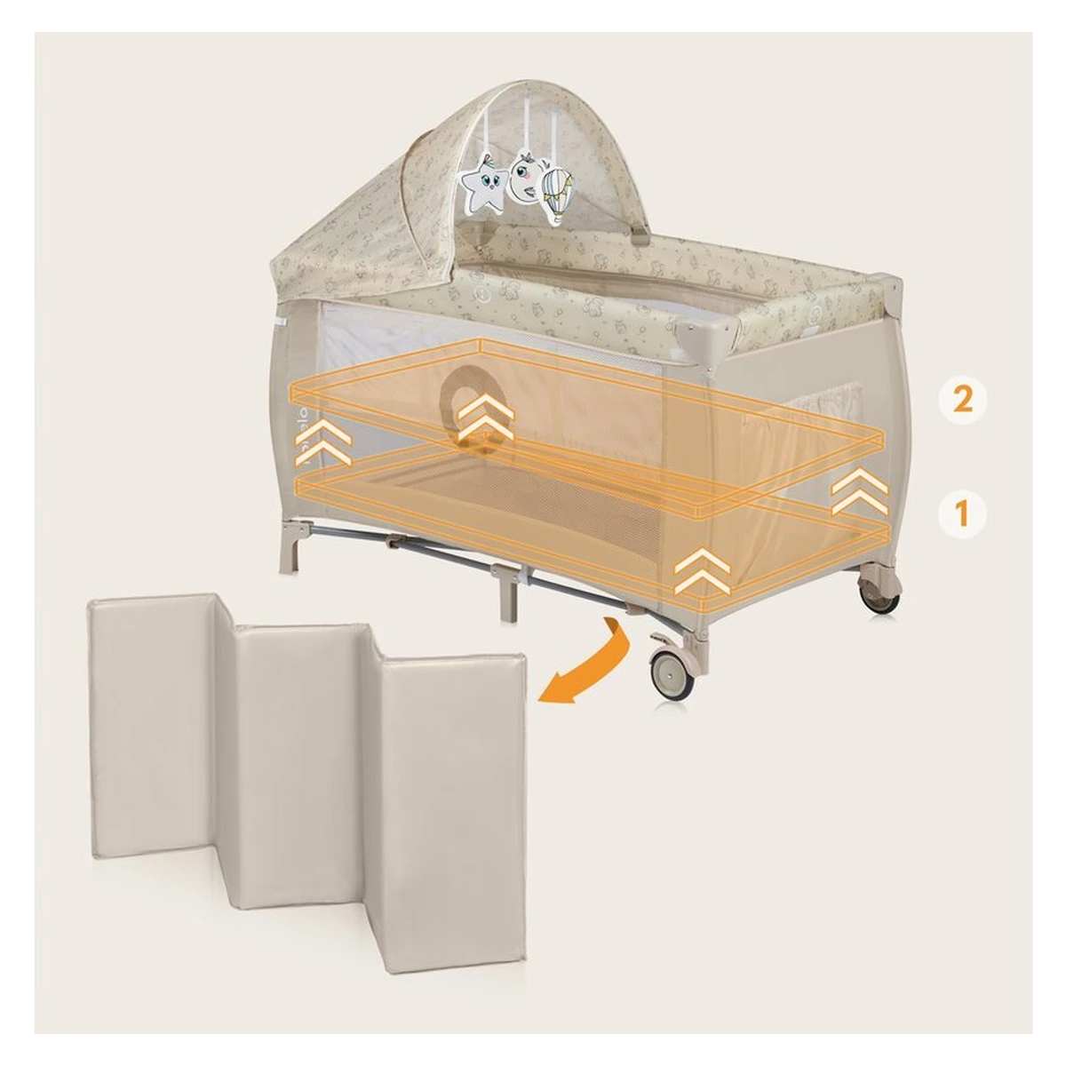 Patut pliant Lionelo Sven Plus Beige Latte 120x60 cm [8]