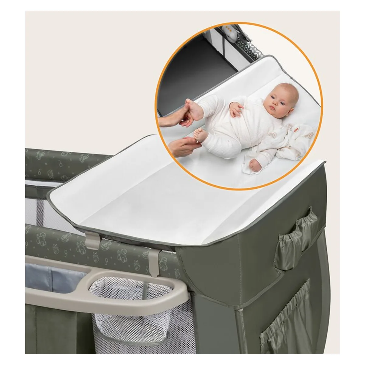 Patut pliant Lionelo Sven Plus Beige Olive 120x60 cm [14]