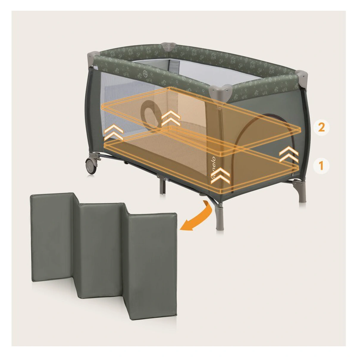 Patut pliant Lionelo Sven Plus Beige Olive 120x60 cm [9]