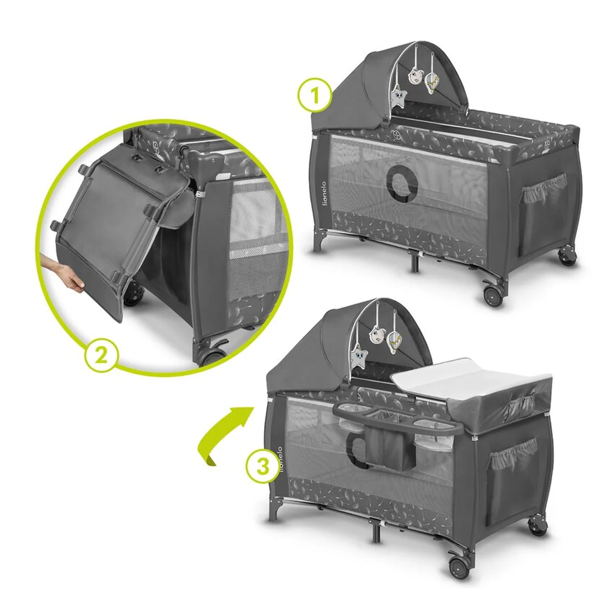 Patut pliant Lionelo Sven Plus Grey Concrete 120x60 cm [35]