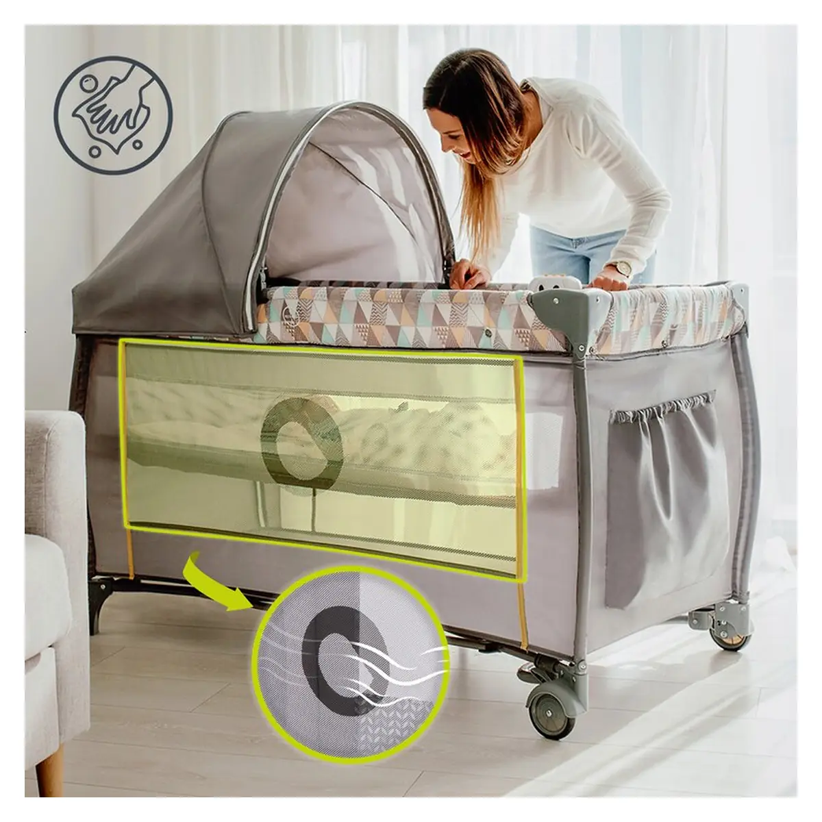 Patut pliant Lionelo Sven Plus Grey Concrete 120x60 cm [27]