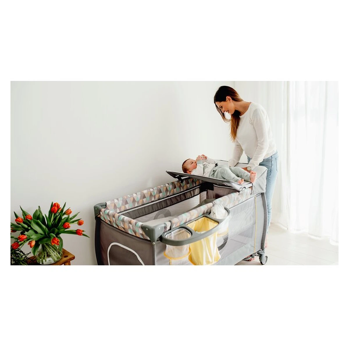 Patut pliant Lionelo Sven Plus Grey Concrete 120x60 cm [42]