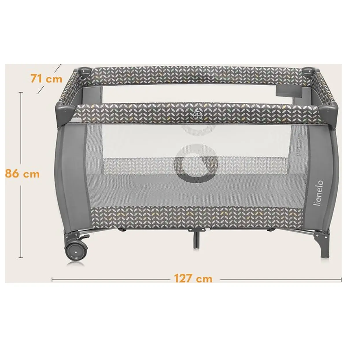 Patut pliant, Lionelo, Sven Plus, 120x60 cm, doua nivele, arcada jucarii, masuta de infasat, Grey Scandi 36 luni [23]