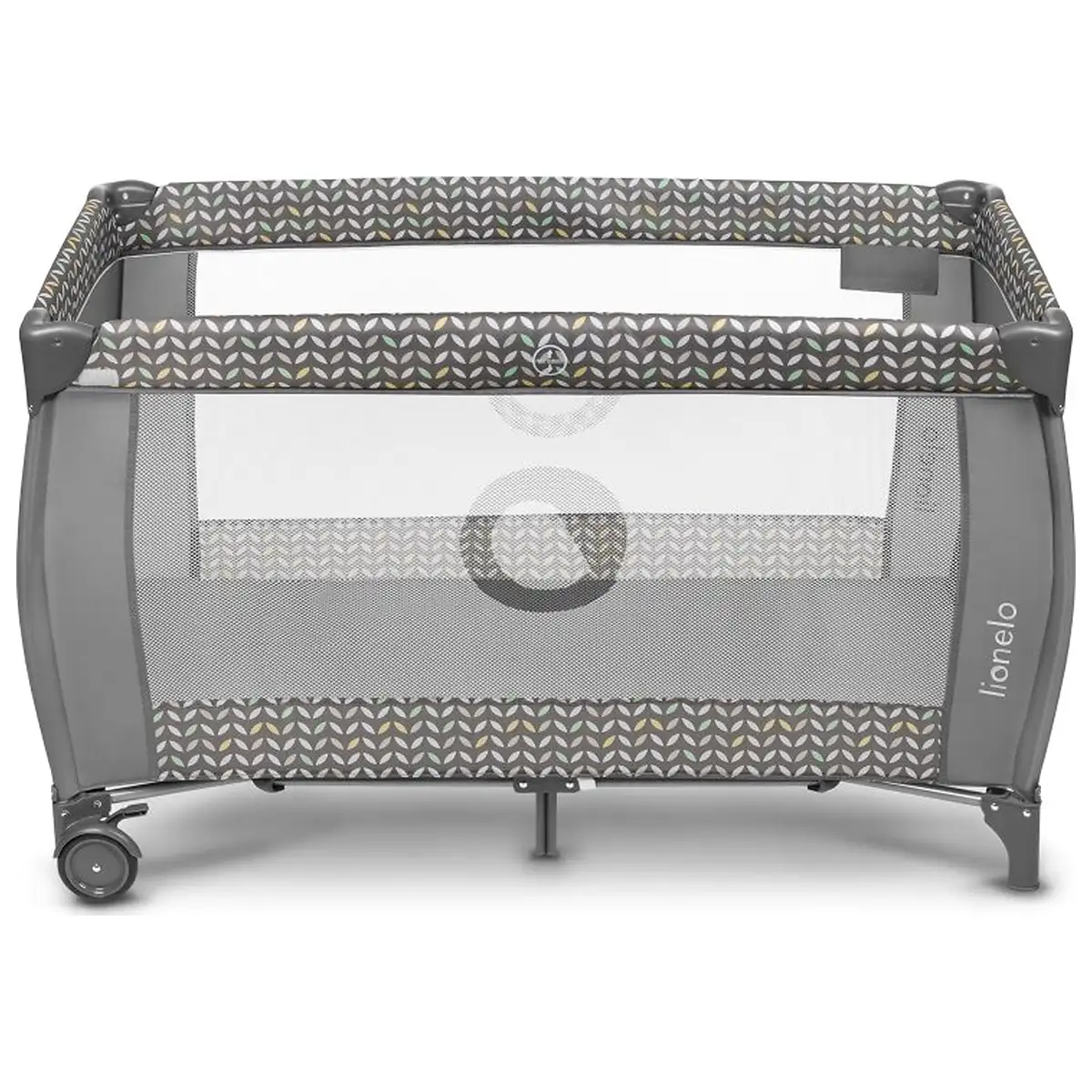 Patut pliant, Lionelo, Sven Plus, 120x60 cm, doua nivele, arcada jucarii, masuta de infasat, Grey Scandi 36 luni [8]