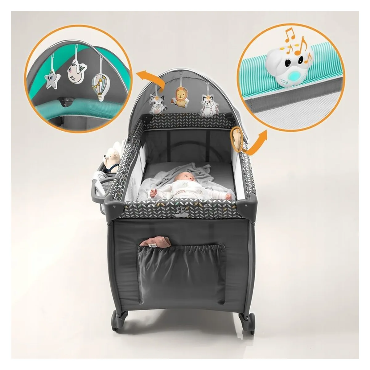 Patut pliant Lionelo Sven Plus Turqoise/Grey 120x60 cm [12]