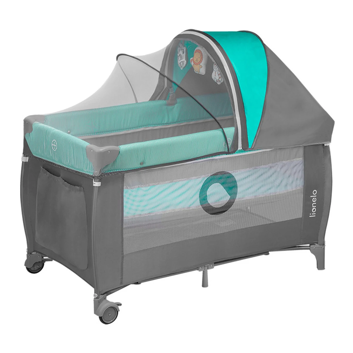 Patut pliant Lionelo Sven Plus Turqoise/Grey 120x60 cm [8]