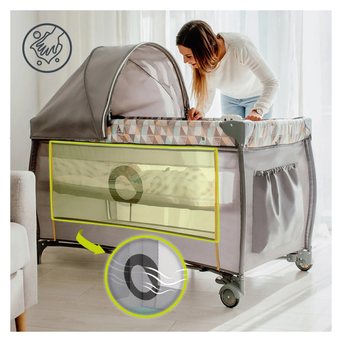 Patut pliant Lionelo Sven Plus Turqoise/Grey 120x60 cm [25]