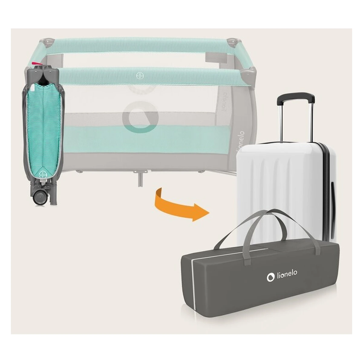 Patut pliant Lionelo Sven Plus Turqoise/Grey 120x60 cm [17]