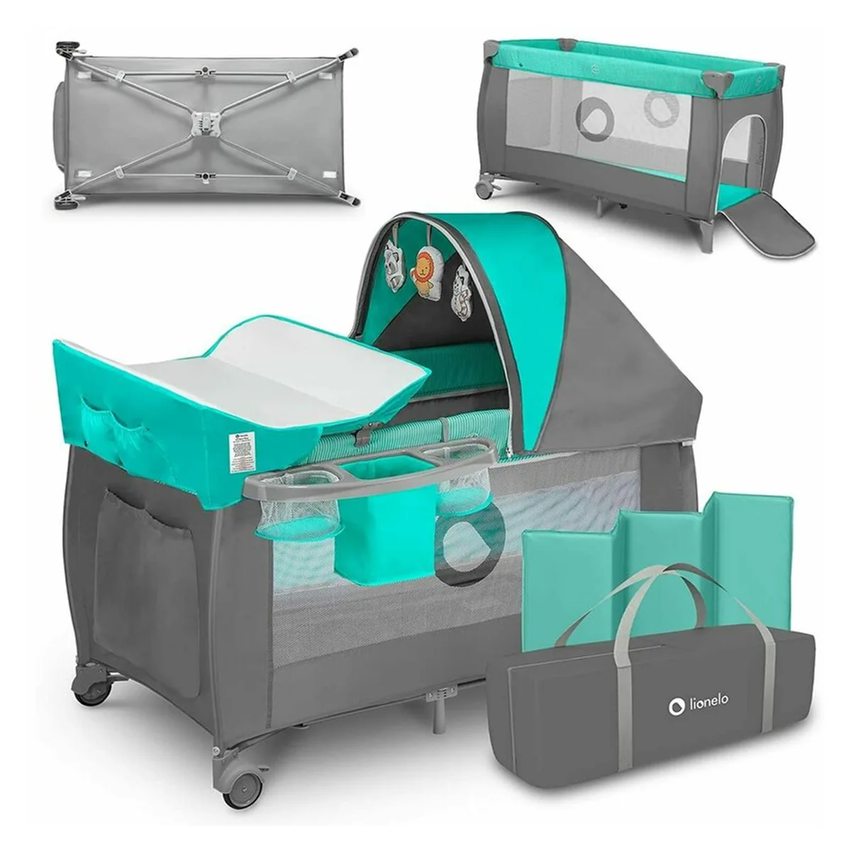 Patut pliant Lionelo Sven Plus Turqoise/Grey 120x60 cm [6]