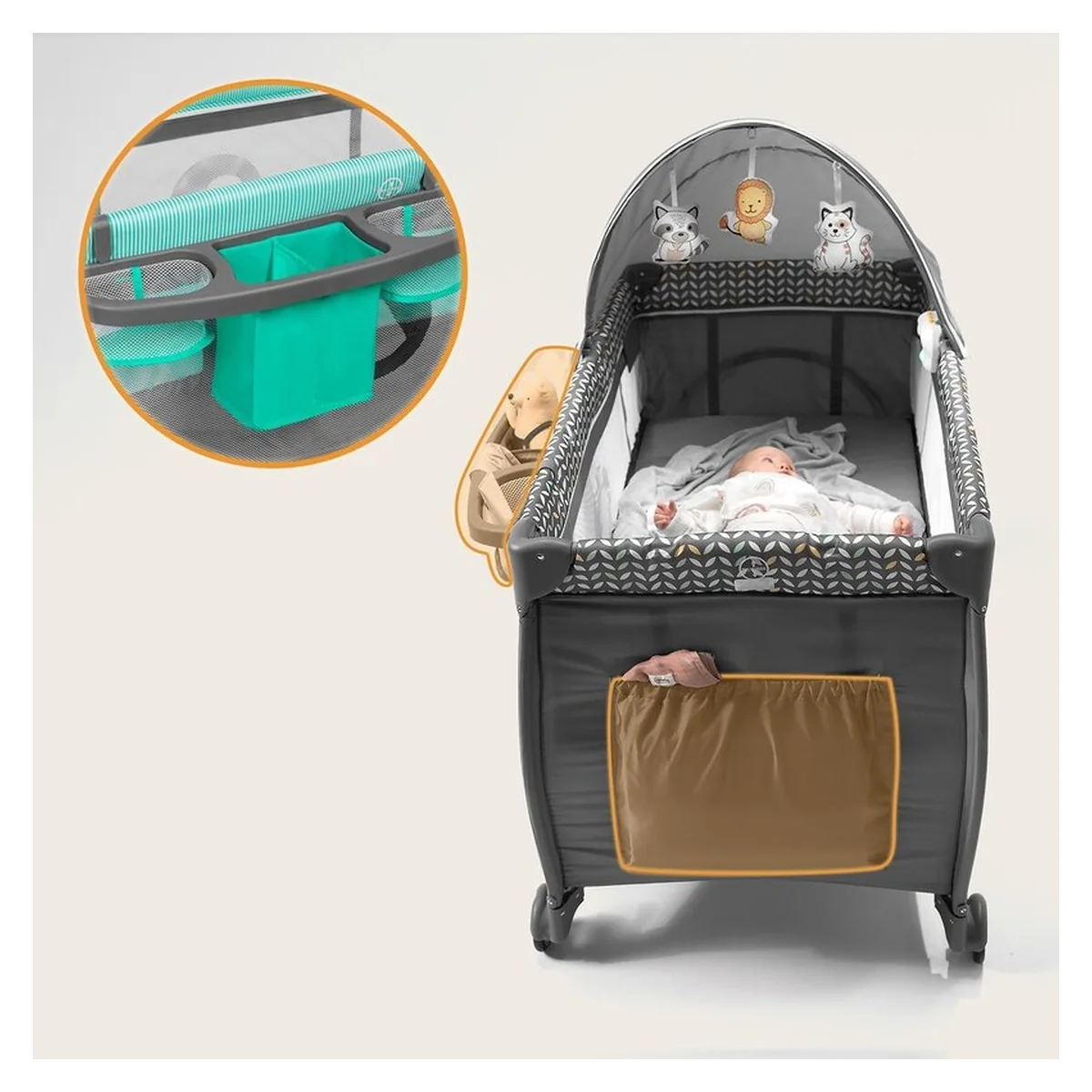 Patut pliant Lionelo Sven Plus Turqoise/Grey 120x60 cm [13]