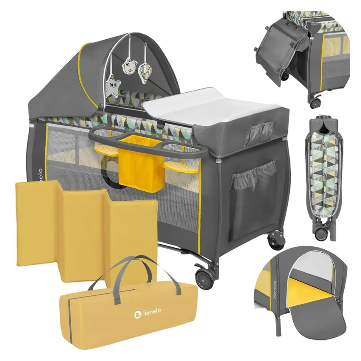 Patut pliant Lionelo Sven Plus Yellow Scandi 120x60 cm [4]