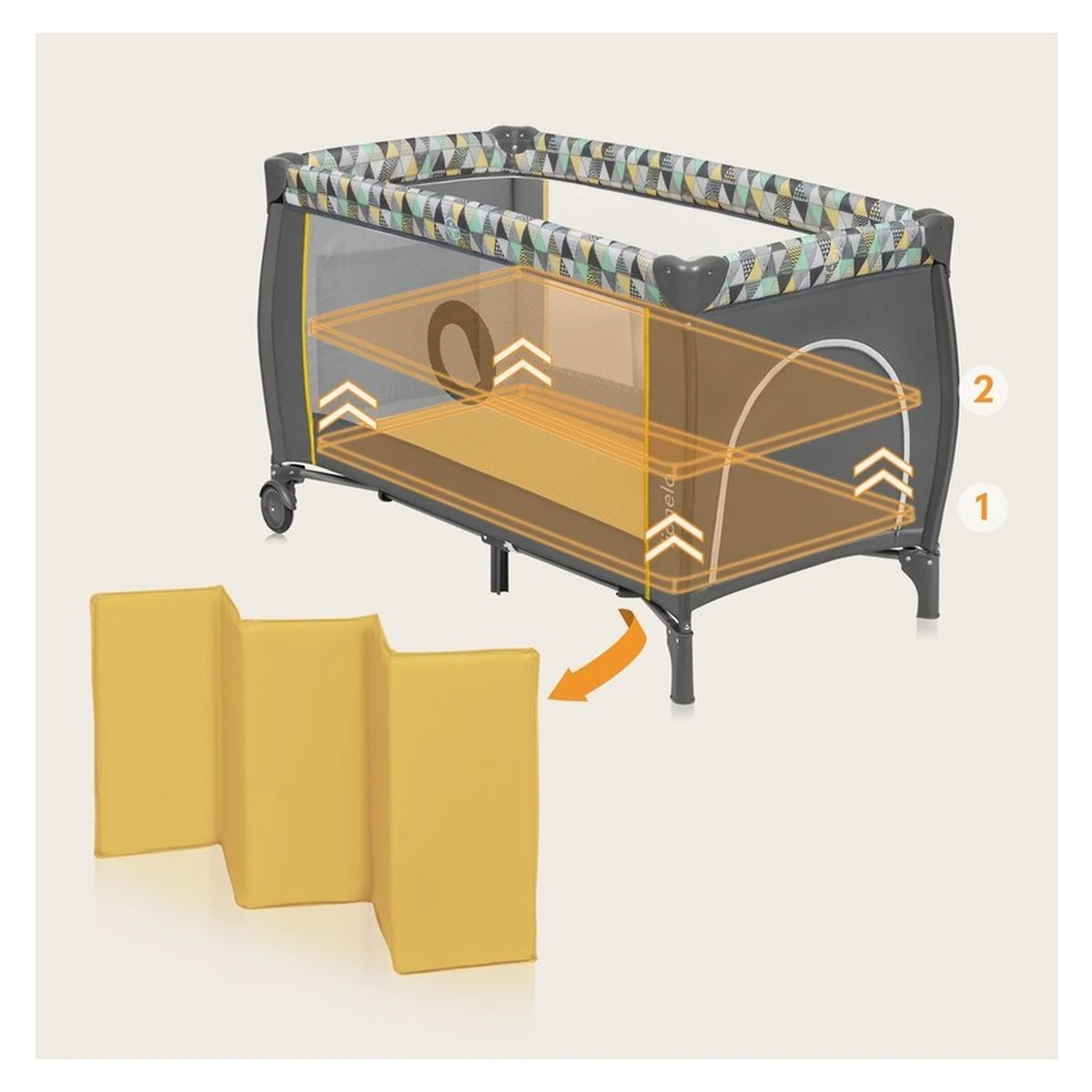 Patut pliant Lionelo Sven Plus Yellow Scandi 120x60 cm [13]