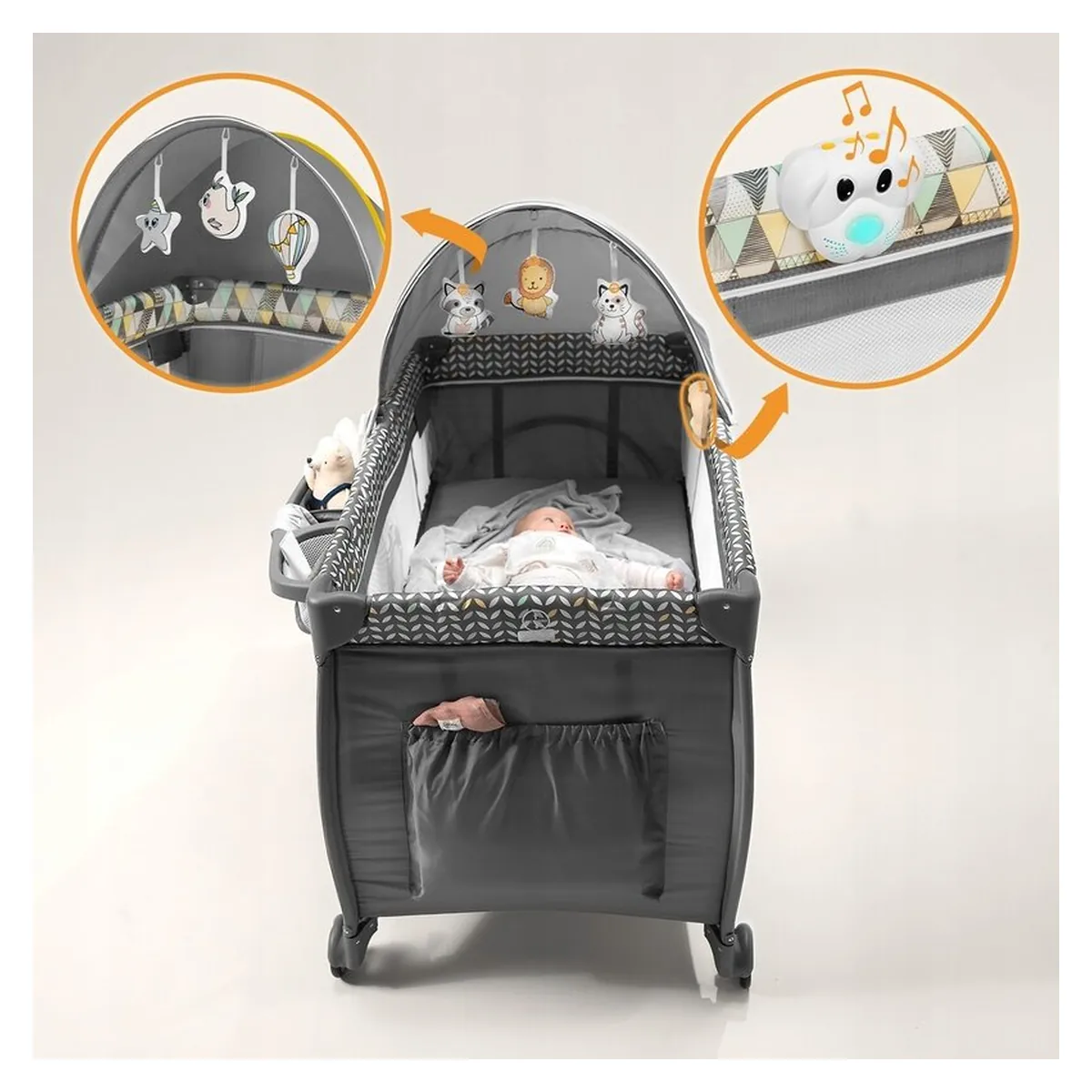 Patut pliant Lionelo Sven Plus Yellow Scandi 120x60 cm [15]