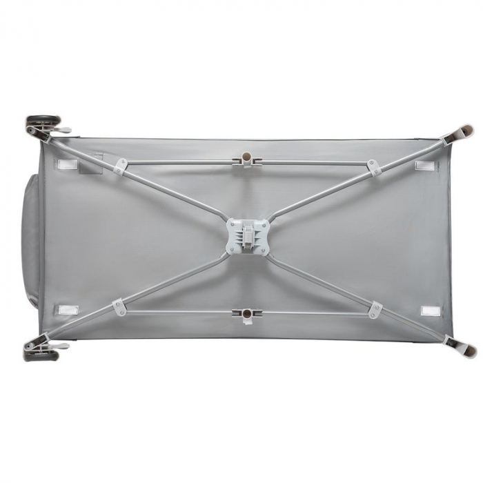 Lionelo - Patut pliant cu doua nivele Sven Plus, 120x60 cm, arcada jucarii, masuta de infasat, vibratii, melodii, conform cu standardele europeane de securitate EN716 si EN12221, Turcoaz/Gri [10]