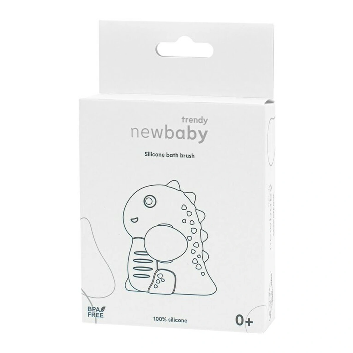 Perie de baie, New Baby, peri moi din silicon, Pentru pielea sensibila, 8x11 cm, Dinosaur/Blue [4]