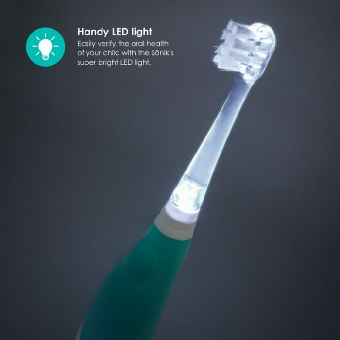 Periuta de dinti electrica, BBluv, Sonik, In 2 trepte, Cu lumini LED, Cu maner din silicon, Pe baza de baterii AAA, Albastru [12]