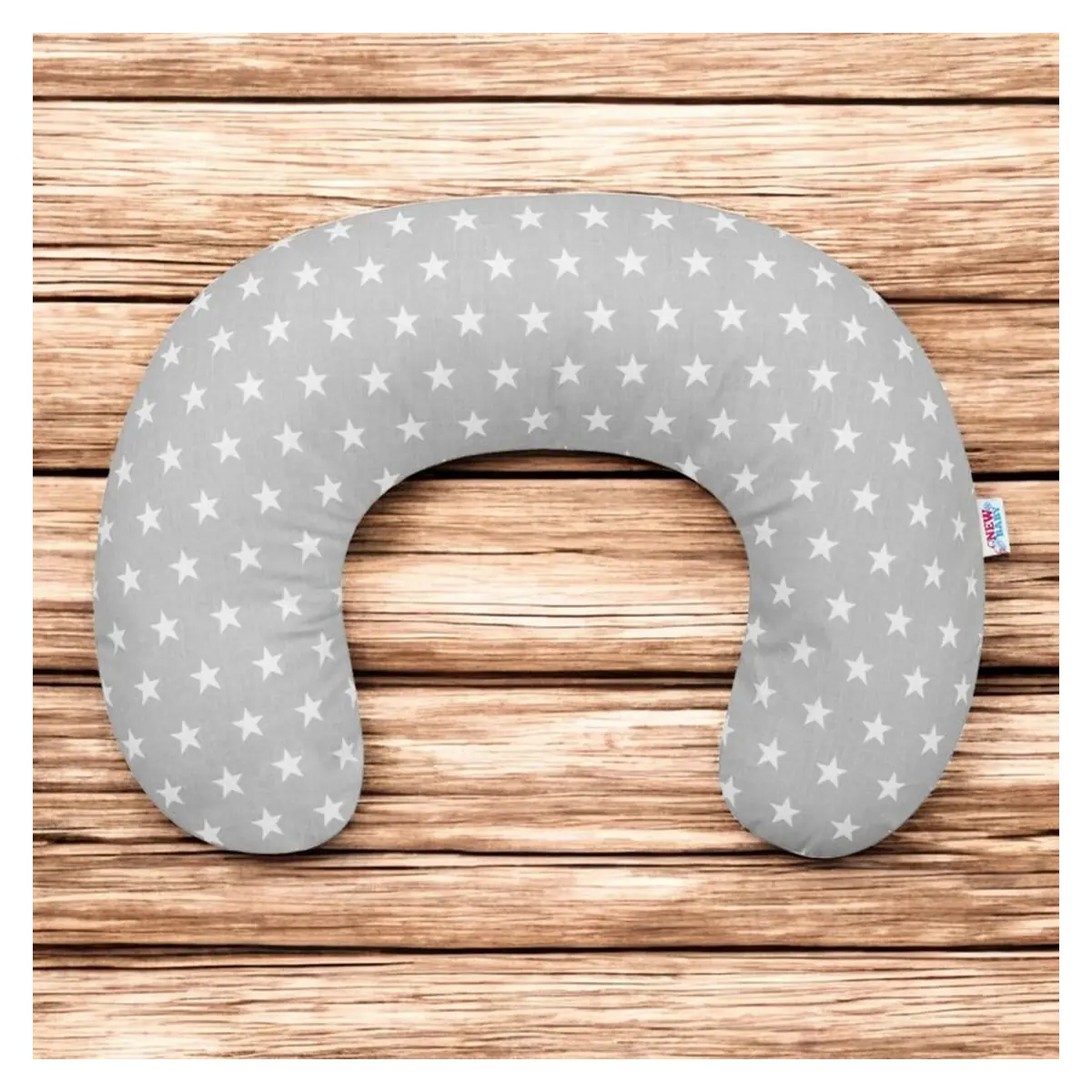 Perna alaptare, New Baby, Diametru 16 cm, Bumbac antialergic, Husa detasabila, Stars Grey [2]
