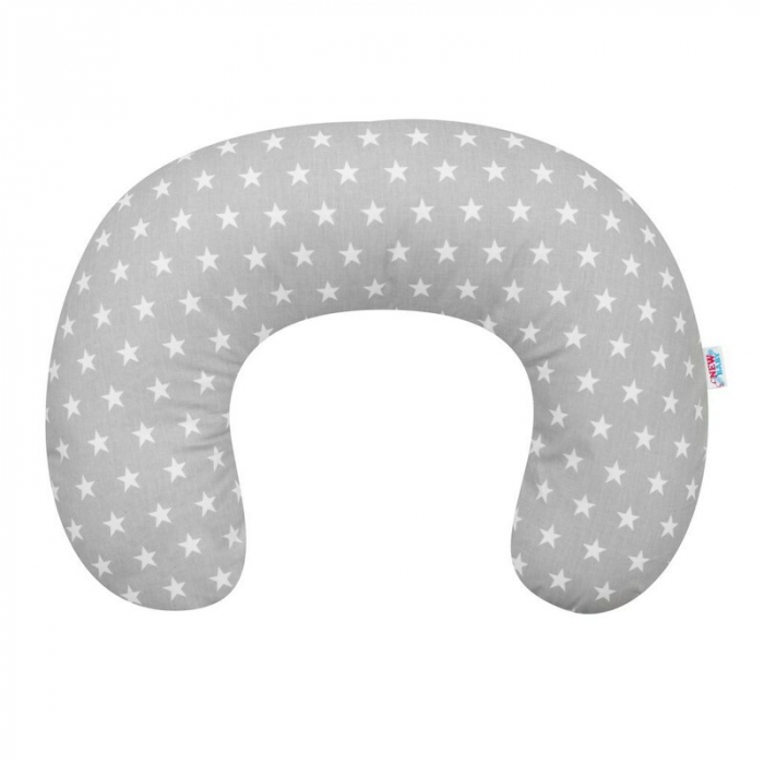 Perna alaptare, New Baby, Diametru 16 cm, Bumbac antialergic, Husa detasabila, Stars Grey [1]