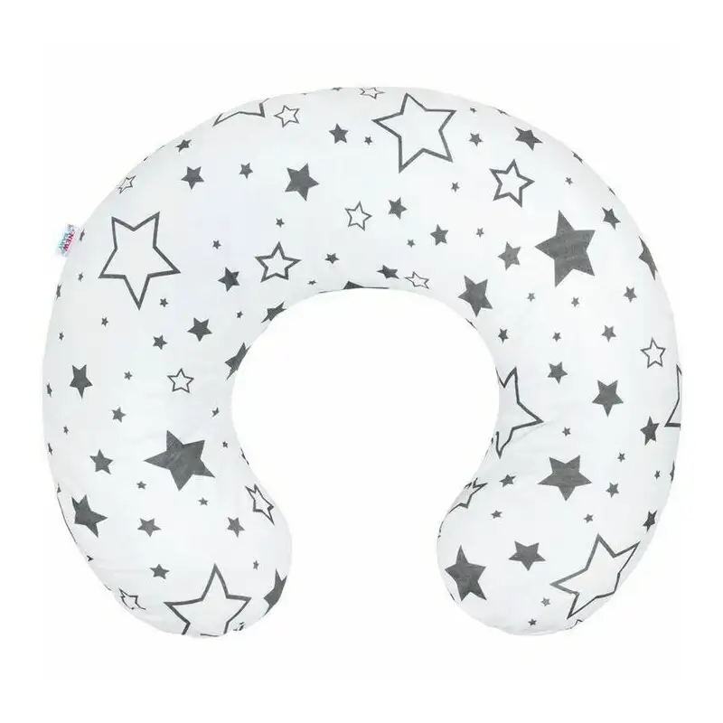 Perna alaptare, New Baby, Stelute, Cu husa detasabila, Din bumbac, 125x16 cm, Gri [1]