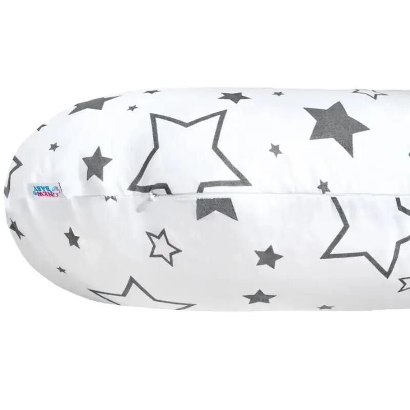 Perna alaptare, New Baby, Stelute, Cu husa detasabila, Din bumbac, 125x16 cm, Gri [2]