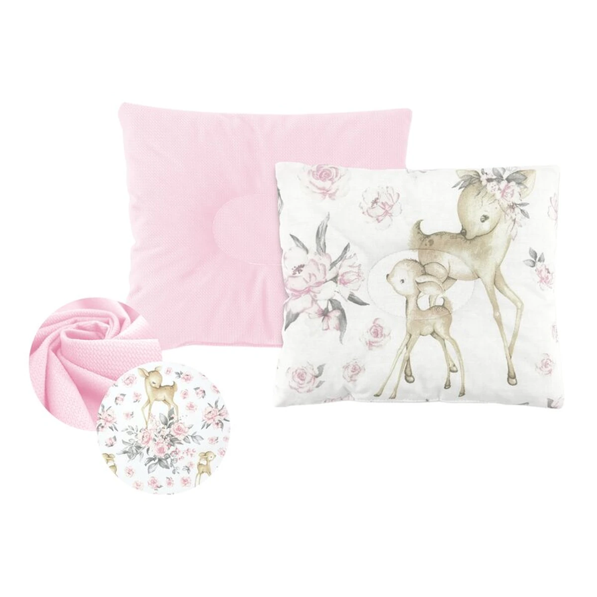 Perna bebelus, MimiNu, Cu doua fete, functie anti-soc, catifea si bumbac, 23x26 cm, Velvet Sweet Deer/Pink [2]