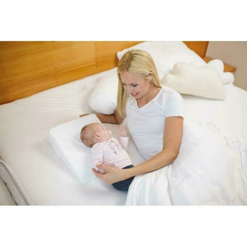 Perna inclinata, antireflux, Cu husa din bumbac, 60 x 37 x 1,5-10 cm, Bubaba, Alba [2]