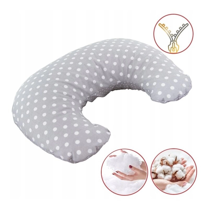 Perna pentru alaptat, Bocioland, Gray Pea, Cu husa detasabila, Din bumbac, 50x18 cm, Gri [3]