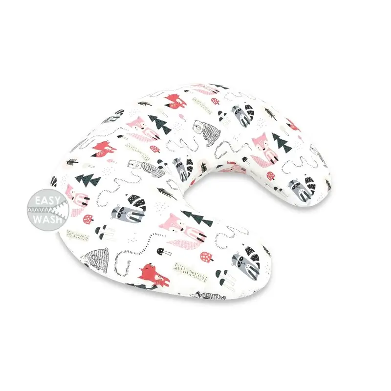 Perna pentru alaptat, MimiNu, Din bumbac certificat Oeko Tex Standard 100, Cu husa detasabila, Cu fermoar securizat, Circumferinta 155 cm, Design, Fox [1]