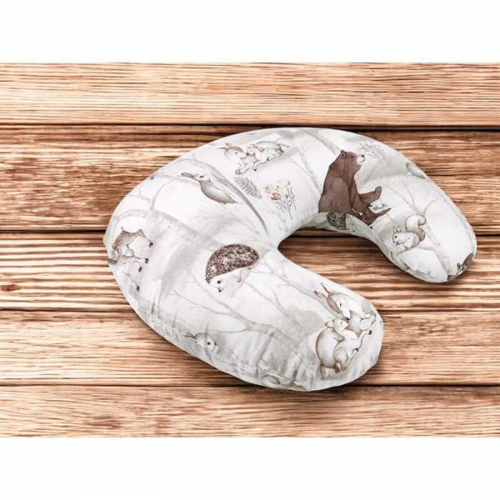 Perna pentru alaptat, MimiNu, bumbac, Cu husa detasabila, Circumferinta 155 cm, Woodland [2]