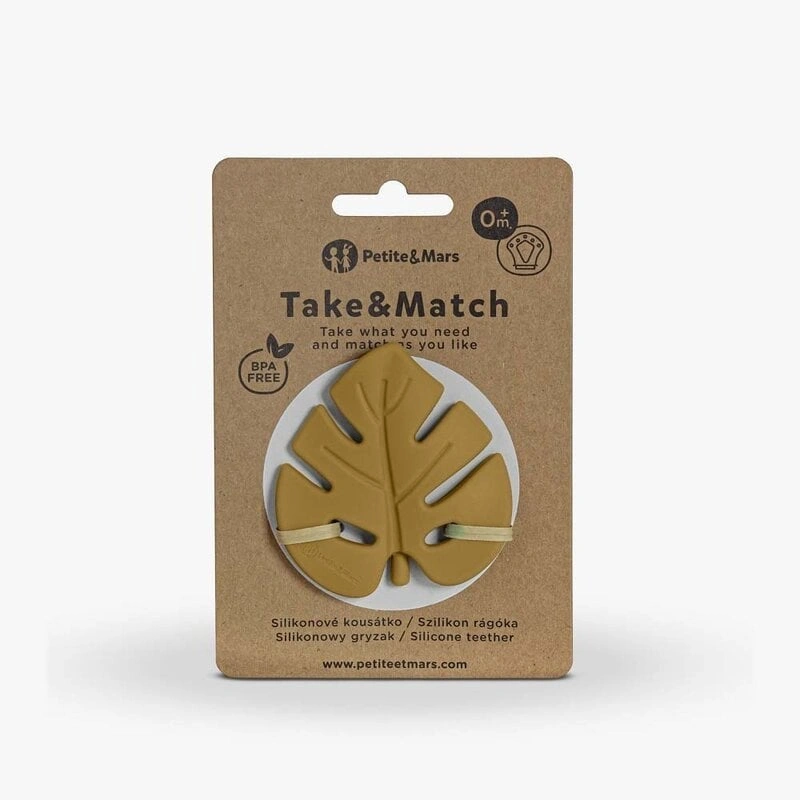 Petite&Mars - Jucarie de dentitie TAKE&MATCH, Din silicon, Fara BPA, Racire in frigider, Ocru [2]