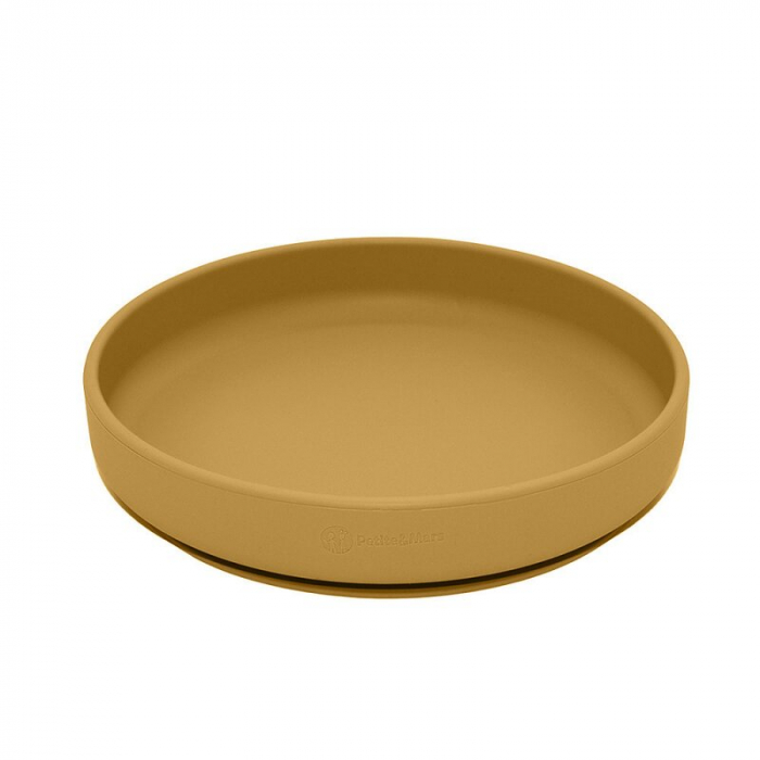 Set de hranire, Cu farfurie, Bol si tacamuri, Din silicon fara BFA, Ocru [4]