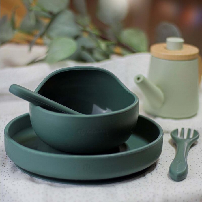 Set tacamuri din silicon fara BPA, Take&Match, 6 luni+, Verde inchis [11]