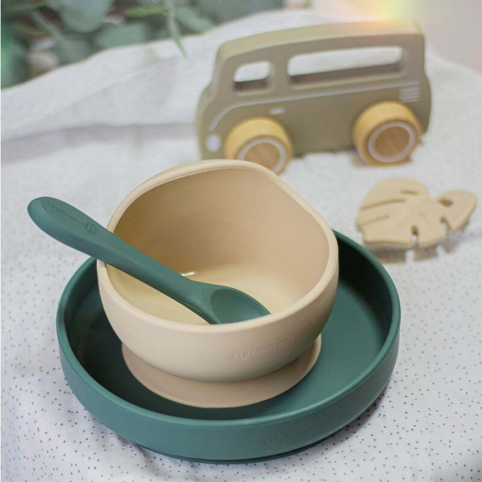 Set tacamuri din silicon fara BPA, Take&Match, 6 luni+, Verde inchis [10]