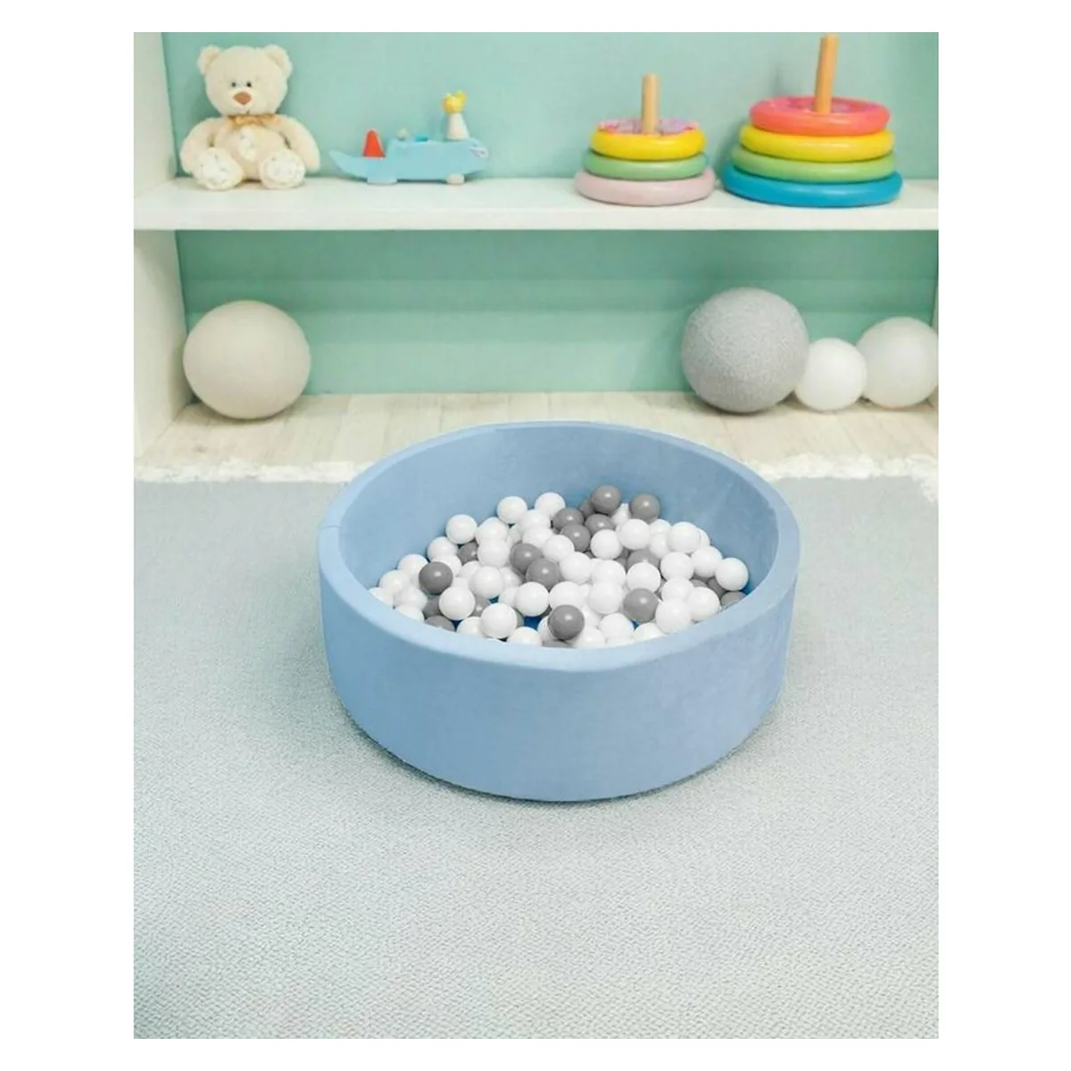 Piscina uscata, New Baby, Cu 150 de bile (Alb, gri), 83 x 83 x 30 cm, Blue [5]