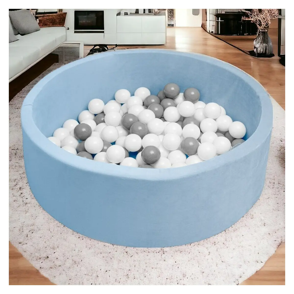 Piscina uscata, New Baby, Cu 150 de bile (Alb, gri), 83 x 83 x 30 cm, Blue [2]