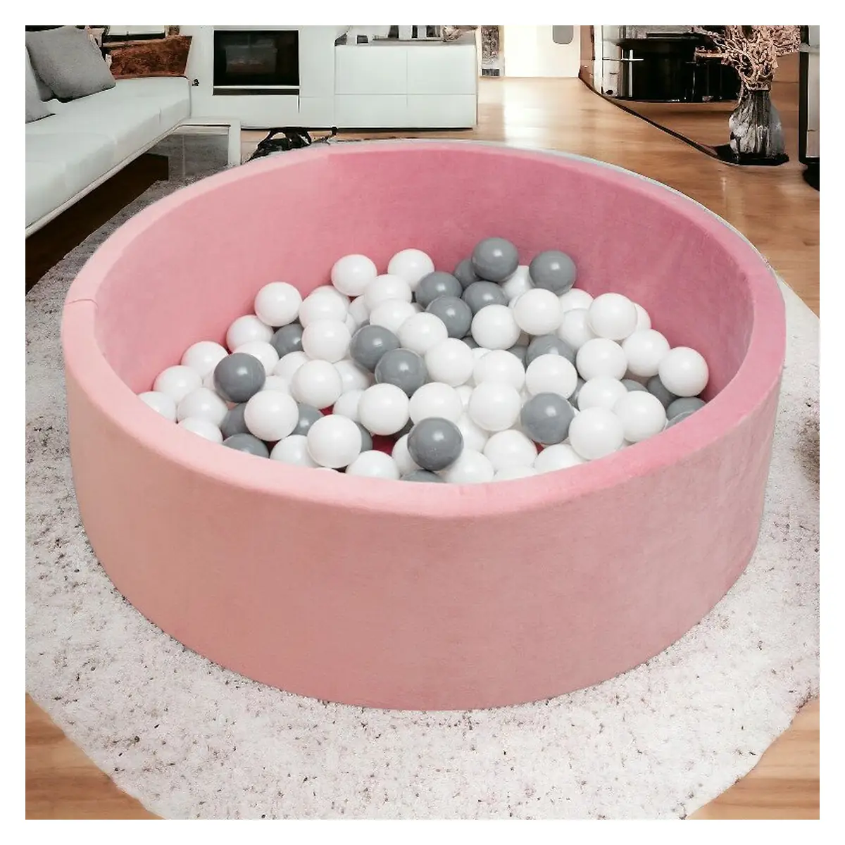 Piscina uscata, New Baby, Cu 150 de bile (Alb, gri), 83 x 83 x 30 cm, Pink [3]