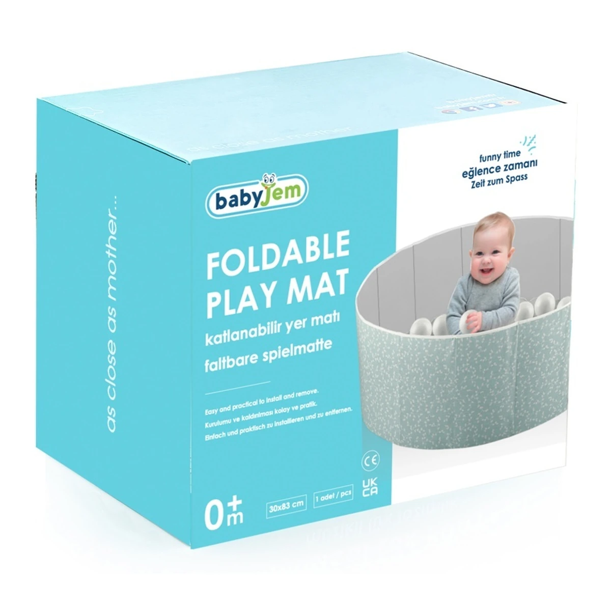 Piscina uscata pliabila cu bile, BabyJem, 30x83 cm, 100 bile albe, verde 6 luni+ [2]