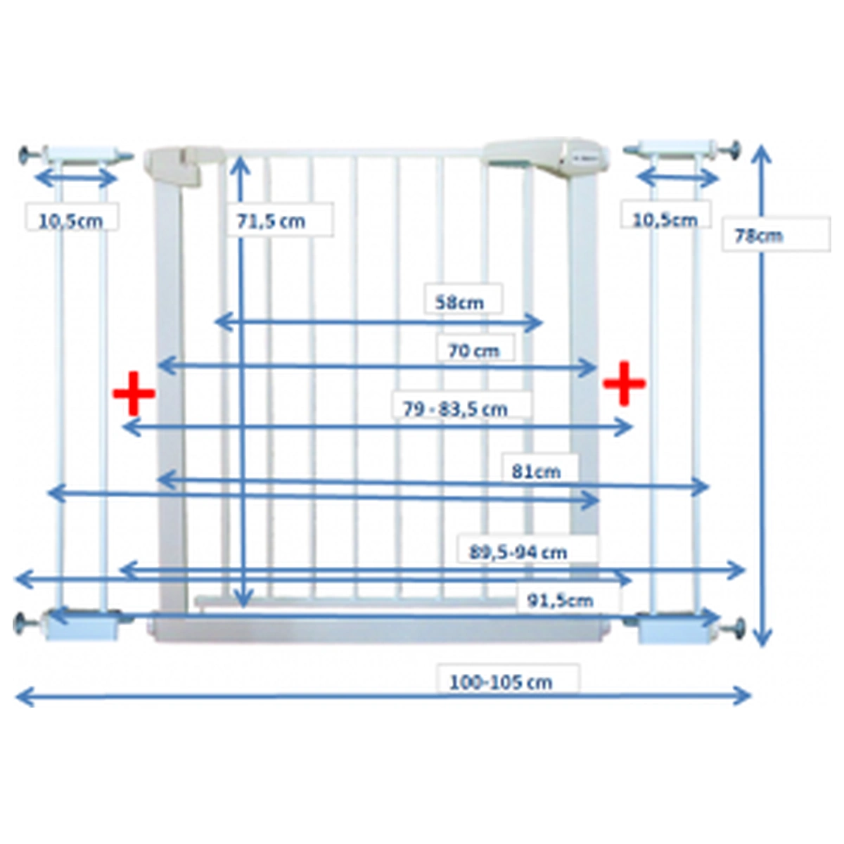 Poarta de siguranta din metal 79-105 cm R-Sport S2 - Alb [3]