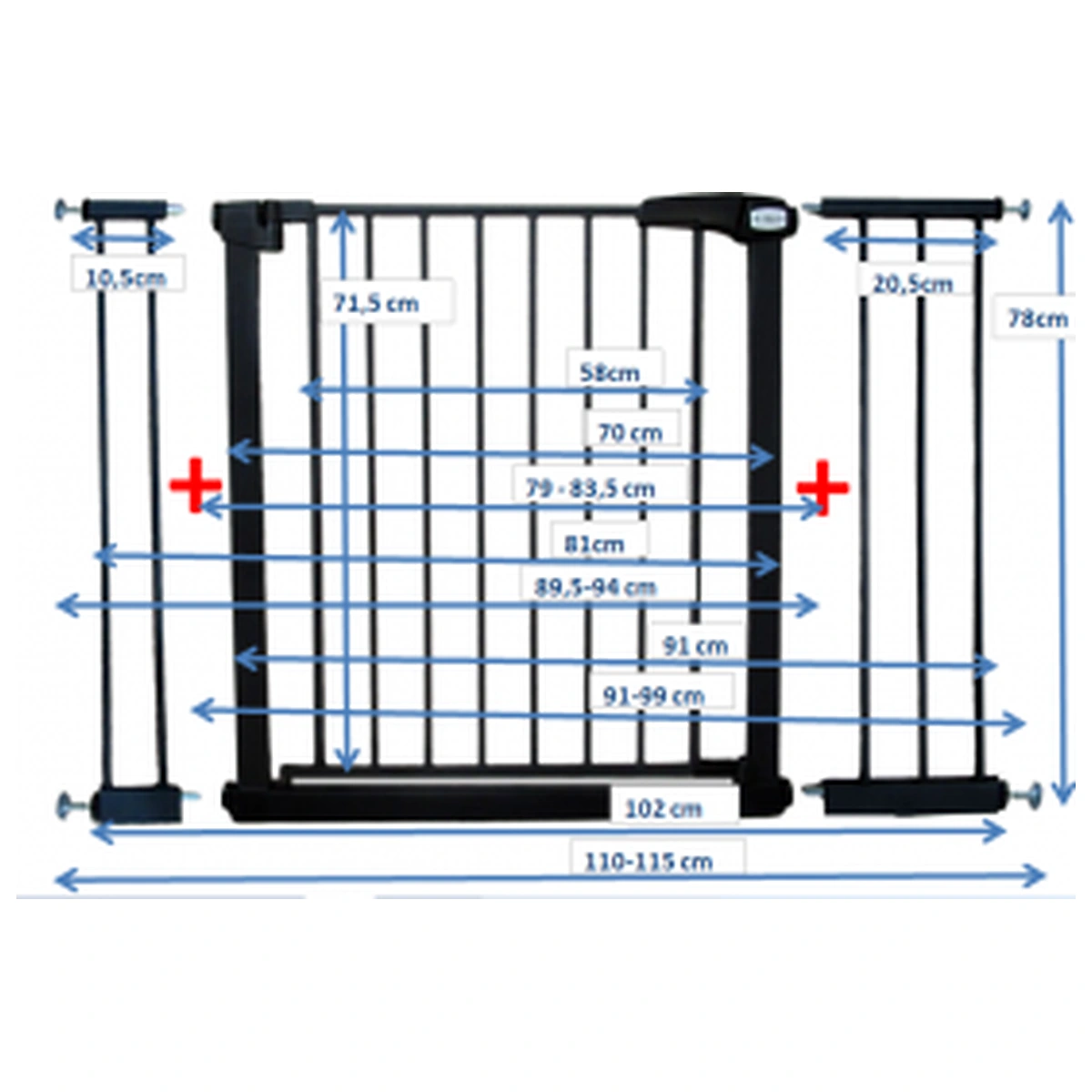 Poarta de siguranta din metal 79-115 cm R-Sport S3 - Negru [3]