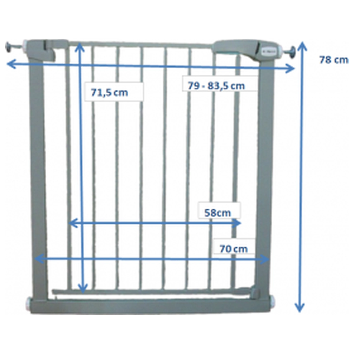 Poarta de siguranta din metal 79-83.5 cm R-Sport S0 - Gri [3]