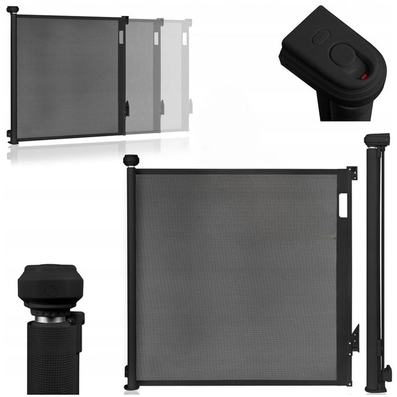 Poarta de siguranta, Lionelo, Thea, Cu suruburi, Textila, Retractabila, 80x140 cm, Negru [12]
