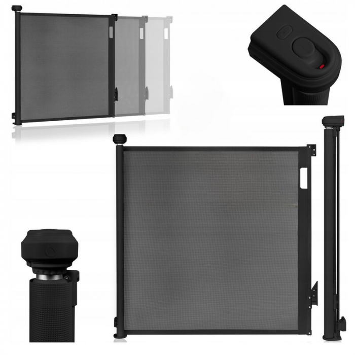 Poarta de siguranta, Lionelo, Thea, Cu suruburi, Textila, Retractabila, 80x140 cm, Negru [12]